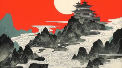 大美国风国潮元素中式美学壁画壁纸<b>背</b><b>景</b>
