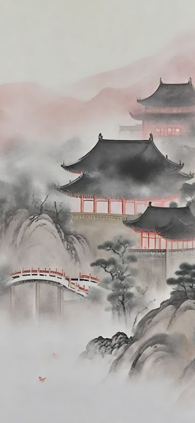 大美国风国潮元素中式美学壁画壁纸<b>背</b><b>景</b>
