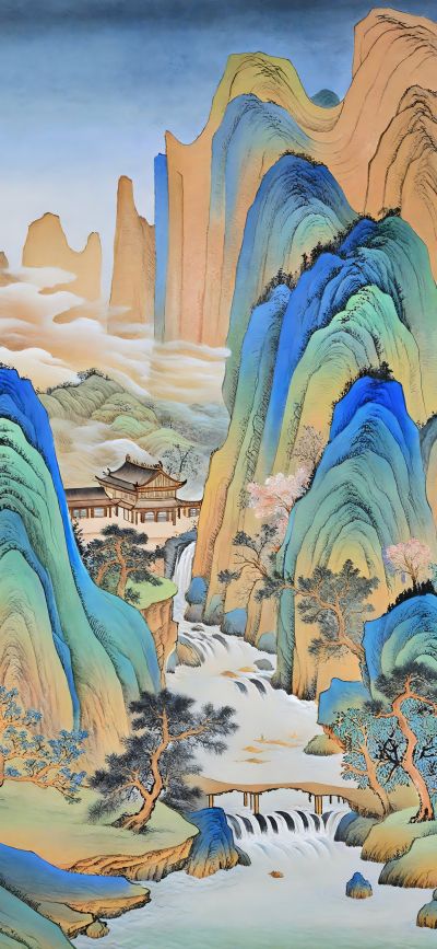 大美国风国潮元素中式美学壁画壁纸<b>背</b><b>景</b>
