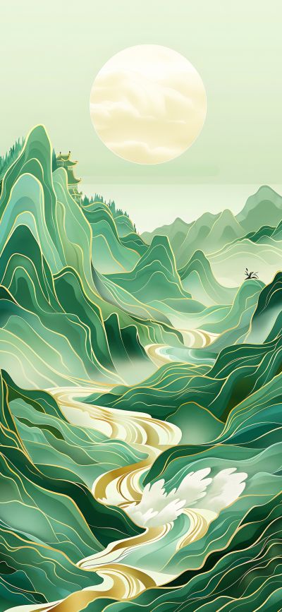 大美国风国潮元素中式美学壁画壁纸<b>背</b><b>景</b>