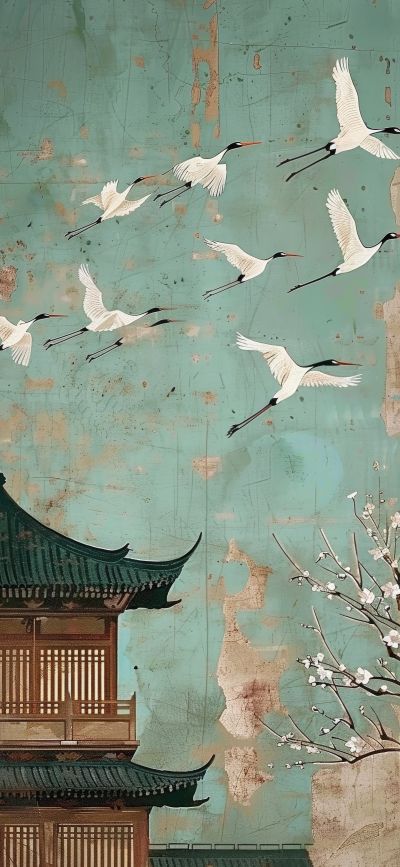 大美国风国潮元素中式美学壁画壁纸<b>背</b><b>景</b>