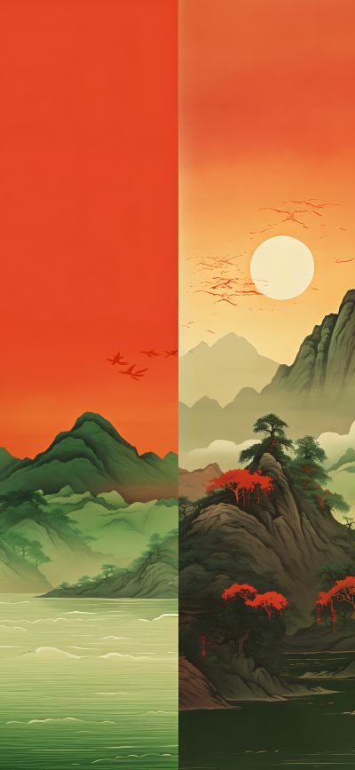 大美国风国潮元素中式美学壁画壁纸<b>背</b><b>景</b>
