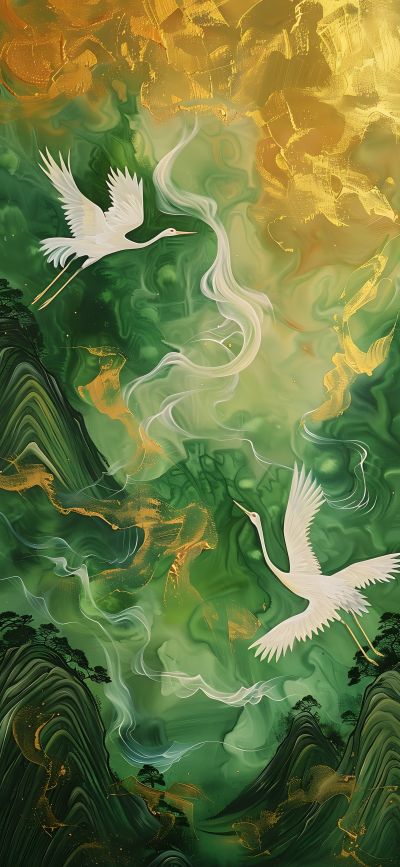 大美国风国潮元素中式美学壁画壁纸<b>背</b><b>景</b>