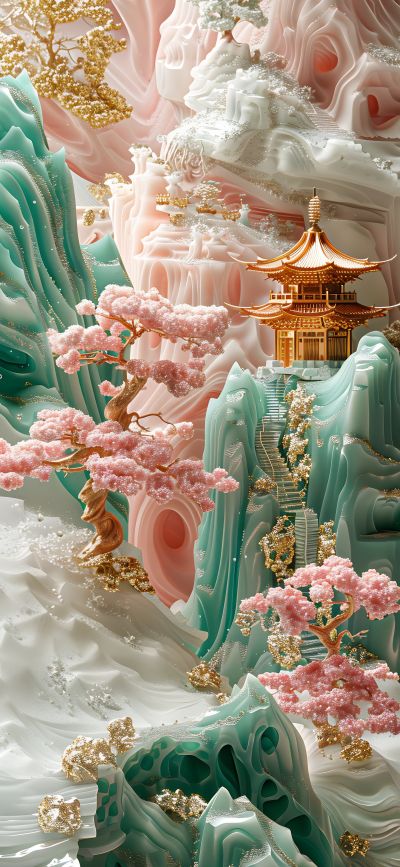 大美国风国潮元素中式美学壁画壁纸<b>背</b><b>景</b>
