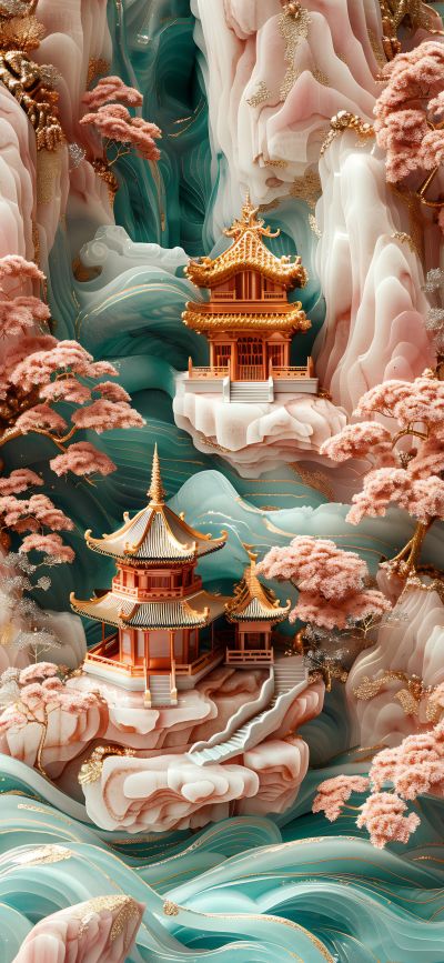 大美国风国潮元素中式美学壁画壁纸<b>背</b><b>景</b>