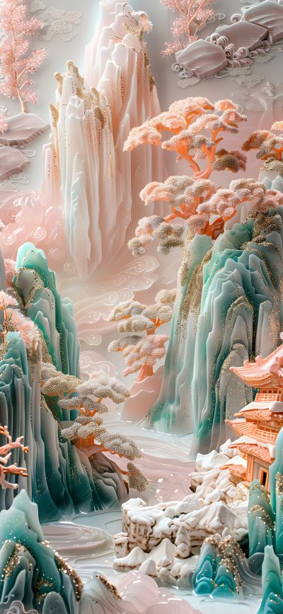 大美国风国潮元素中式美学壁画壁纸<b>背</b><b>景</b>
