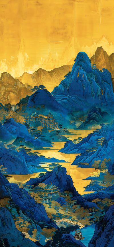 大美国风国潮元素中式美学壁画壁纸<b>背</b><b>景</b>