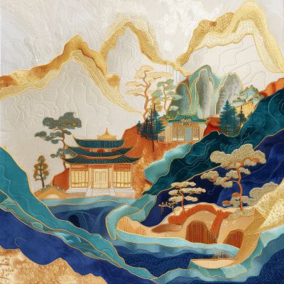 大美国风国潮元素中式美学壁画壁纸<b>背</b><b>景</b>