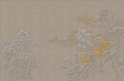 高清新中式亭台楼阁线条肌理<b>背</b><b>景</b><b>墙</b>壁画