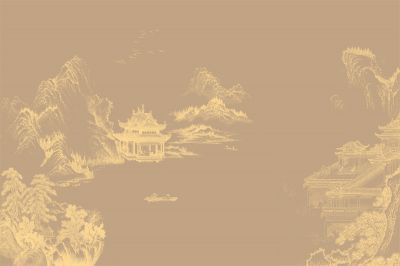 高清新中式亭台楼阁线条肌理<b>背</b><b>景</b><b>墙</b>壁画