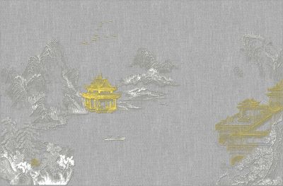 高清新中式亭台楼阁线条肌理<b>背</b><b>景</b><b>墙</b>壁画