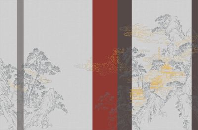 高清新中式亭台楼阁线条肌理<b>背</b><b>景</b><b>墙</b>壁画