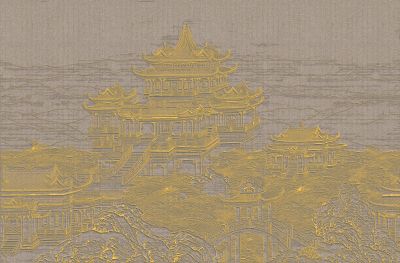 高清新中式亭台楼阁线条肌理<b>背</b><b>景</b><b>墙</b>壁画