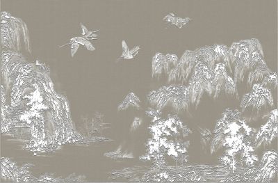 高清新中式亭台楼阁线条肌理<b>背</b><b>景</b><b>墙</b>壁画