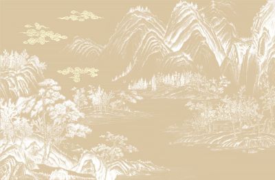 高清新中式亭台楼阁线条肌理<b>背</b><b>景</b><b>墙</b>壁画