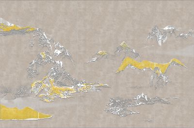 高清新中式亭台楼阁线条肌理<b>背</b><b>景</b><b>墙</b>壁画