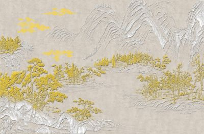 高清新中式亭台楼阁线条肌理<b>背</b><b>景</b><b>墙</b>壁画