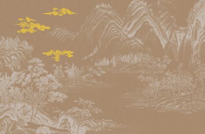 高清新中式亭台楼阁线条肌理<b>背</b><b>景</b><b>墙</b>壁画