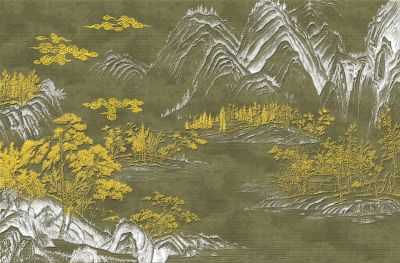 高清新中式亭台楼阁线条肌理<b>背</b><b>景</b><b>墙</b>壁画