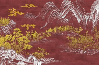 高清新中式亭台楼阁线条肌理<b>背</b><b>景</b><b>墙</b>壁画