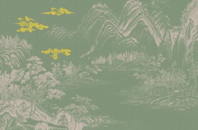 高清新中式亭台楼阁线条肌理<b>背</b><b>景</b><b>墙</b>壁画