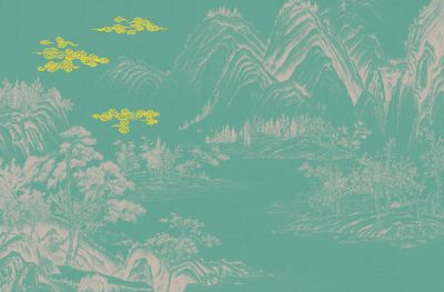 高清新中式亭台楼阁线条肌理<b>背</b><b>景</b><b>墙</b>壁画
