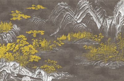 高清新中式亭台楼阁线条肌理<b>背</b><b>景</b><b>墙</b>壁画