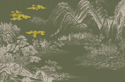 高清新中式亭台楼阁线条肌理<b>背</b><b>景</b><b>墙</b>壁画