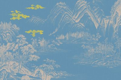 高清新中式亭台楼阁线条肌理<b>背</b><b>景</b><b>墙</b>壁画