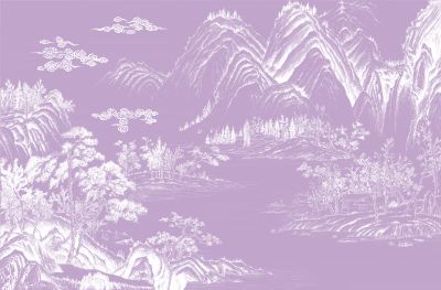 高清新中式亭台楼阁线条肌理<b>背</b><b>景</b><b>墙</b>壁画