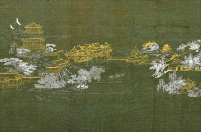 高清新中式亭台楼阁线条肌理<b>背</b><b>景</b><b>墙</b>壁画