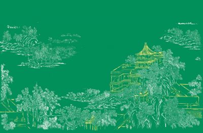 高清新中式亭台楼阁线条肌理<b>背</b><b>景</b><b>墙</b>壁画
