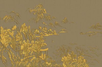 高清新中式亭台楼阁线条肌理<b>背</b><b>景</b><b>墙</b>壁画