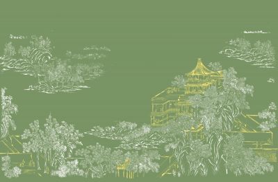 高清新中式亭台楼阁线条肌理<b>背</b><b>景</b><b>墙</b>壁画