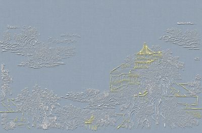 高清新中式亭台楼阁线条肌理<b>背</b><b>景</b><b>墙</b>壁画