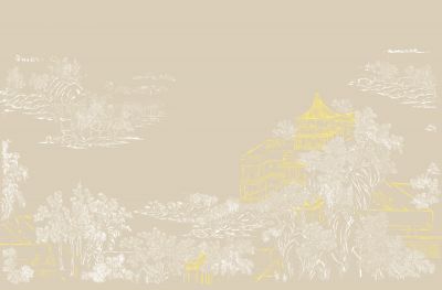 高清新中式亭台楼阁线条肌理<b>背</b><b>景</b><b>墙</b>壁画
