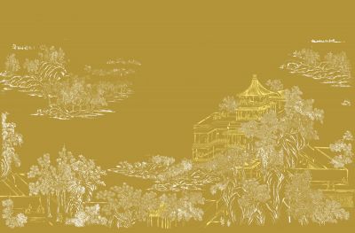 高清新中式亭台楼阁线条肌理<b>背</b><b>景</b><b>墙</b>壁画