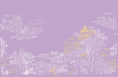 高清新中式亭台楼阁线条肌理<b>背</b><b>景</b><b>墙</b>壁画