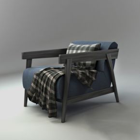 北欧风格布艺实木单人沙发