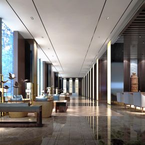 新中式酒店大厅下载_酒店大厅效果图