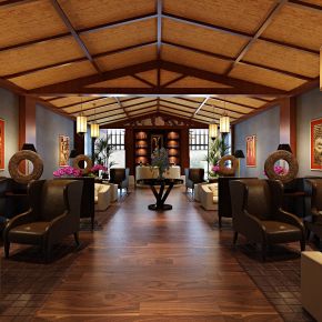 中式售楼处前台洽谈区