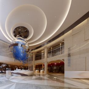 现代风格售楼处大厅/前台/洽谈区整套