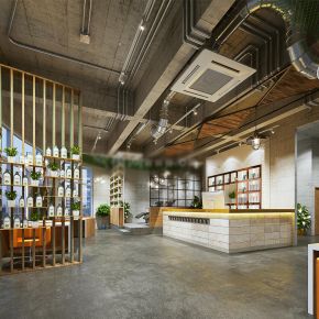 工业风格理发店3D模型