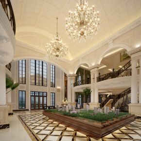 簡(jiǎn)歐售樓大廳含沙盤(pán)