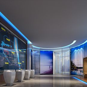 现代优雅售楼处大厅沙盘洽谈区