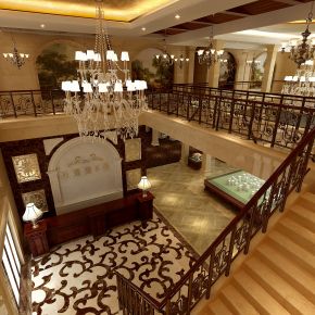 简欧售楼处沙盘大厅3D模型