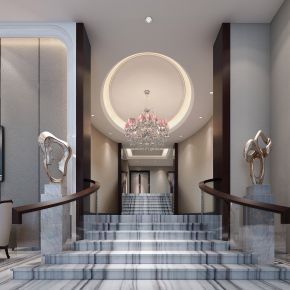 簡(jiǎn)歐售樓處樓梯間洽談區(qū)