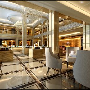 简欧风格售楼处沙盘会客区3D模型