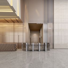 房地产售楼中心大厅前台沙盘洽谈区