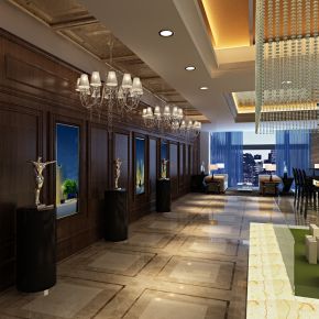 新中式售楼处沙盘过道